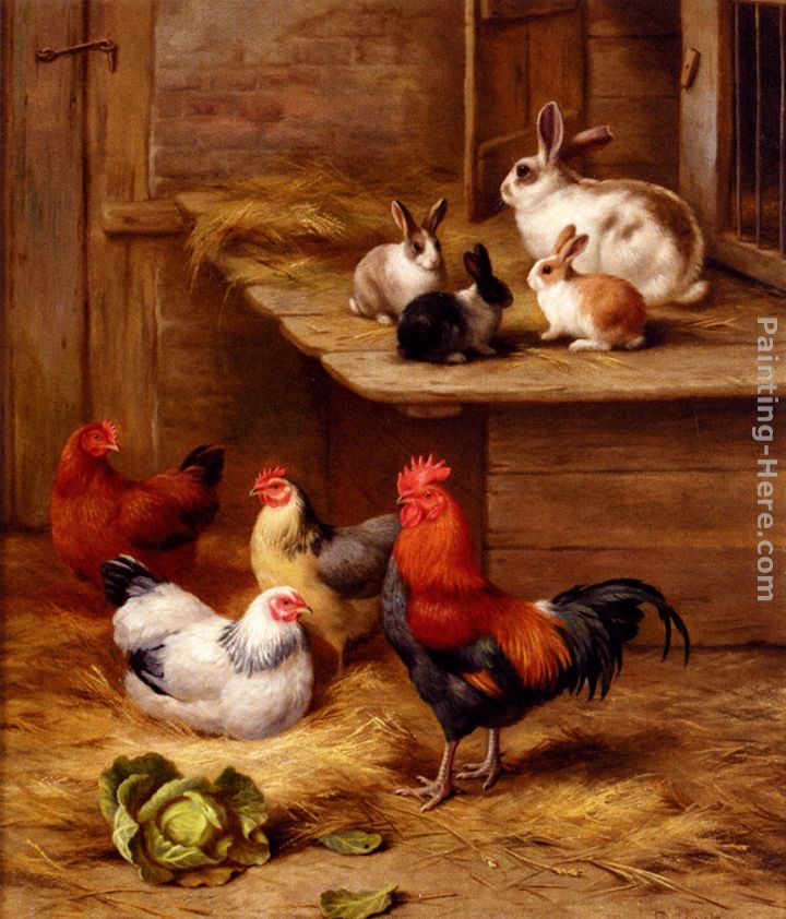 Farmyard Neighbours painting - Edgar Hunt Farmyard Neighbours art painting